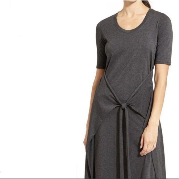 Athleta In A Twist T-Shirt Dress Small‎ Short Tie Front Athleisure 398859 Gray - Picture 1 of 6